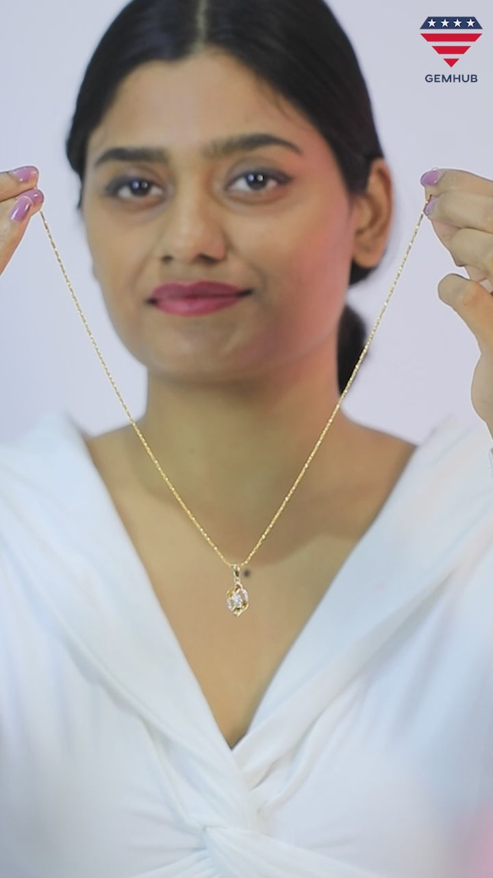 0.38 Ct  Natural Diamond Pendant And Earrings Set 18KT Yellow Gold IGI Certified