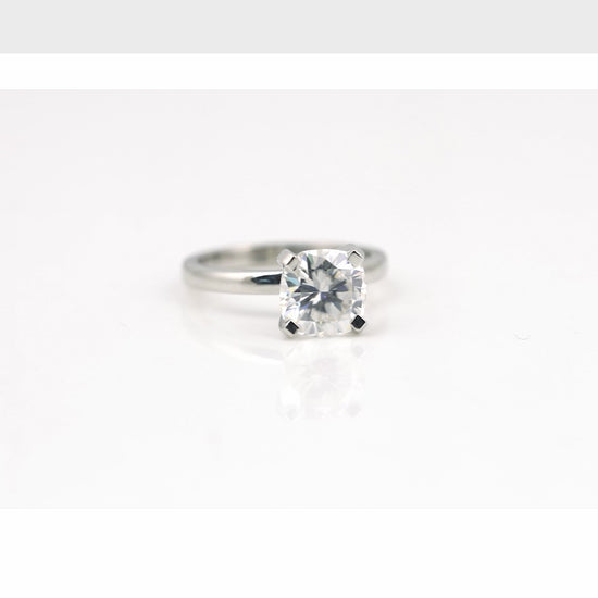 4.55 ct DEW White Moissanite Cushion Solitaire Ring - 18K Gold Vermeil on 925 Sterling Silver