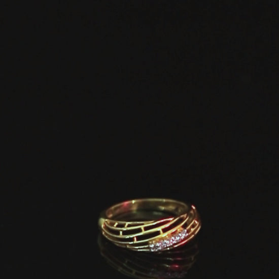 0.12 Ct. IGI Certified 18k Yellow Gold Diamond Multi-Row Zigzag Ring Band