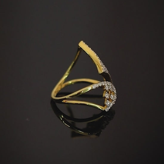0.66 Ct. IGI Certified Natural Round Cut Diamond 18k Yellow Gold Bypass Ring