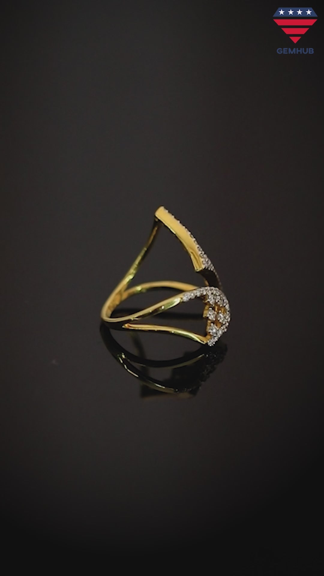 0.66 Ct. IGI Certified Natural Round Cut Diamond 18k Yellow Gold Bypass Ring