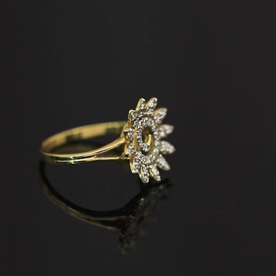 0.39 Ct. IGI Certified Natural Diamond 18k Yellow Gold Flower Design Ring