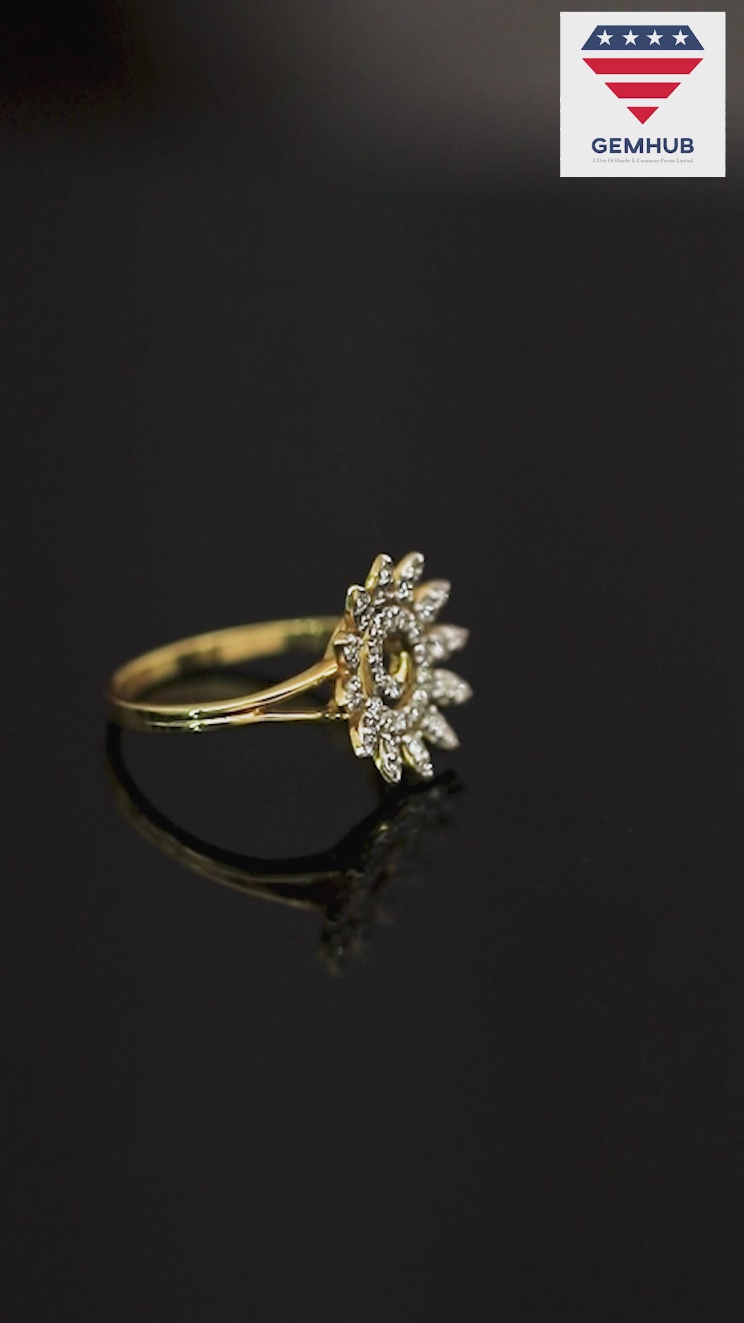 0.39 Ct. IGI Certified Natural Diamond 18k Yellow Gold Flower Design Ring