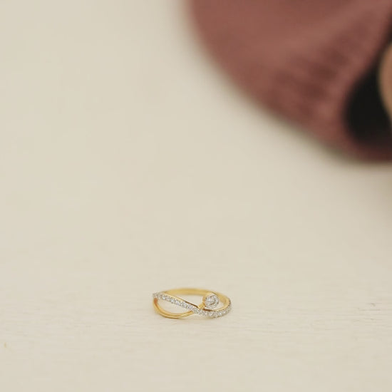 0.39 Ct. IGI Certified Natural Diamond 18k Yellow Gold Infinity Ring For Wife