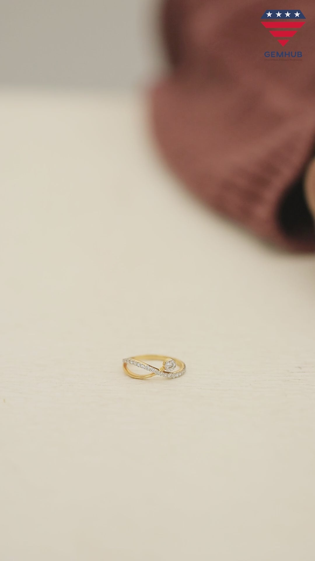 0.39 Ct. IGI Certified Natural Diamond 18k Yellow Gold Infinity Ring For Wife