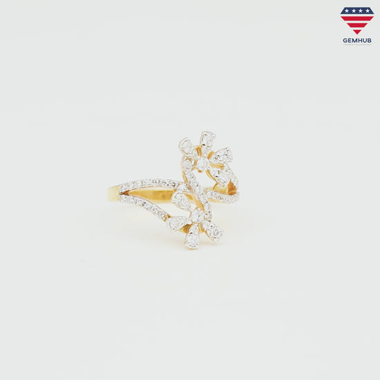 0.64 Ct. IGI Natural Diamond Floral Design Ring in 18K Yellow Gold for Women
