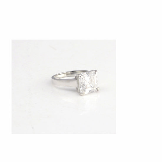 17.0 ct DEW White Moissanite Asscher Solitaire Ring - 18K Gold Vermeil on 925 Sterling Silver