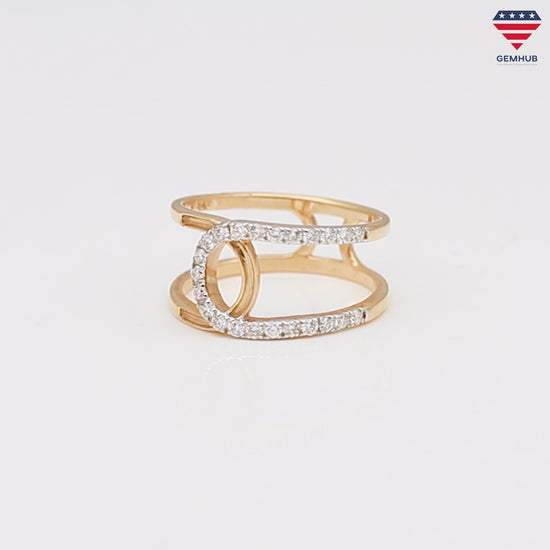 0.33 Ct. IGI Natural Diamond Rose Gold Open Band Ring in 18K for Women Gift