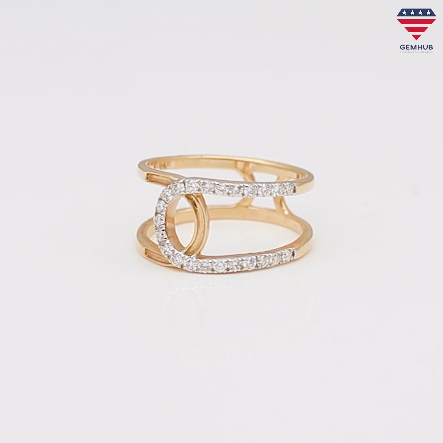 0.33 Ct. IGI Natural Diamond Rose Gold Open Band Ring in 18K for Women Gift