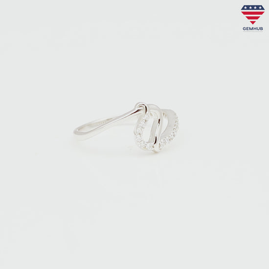 0.16 Ct. IGI Certified Natural Diamond 18k White Gold Loop Ring For Women