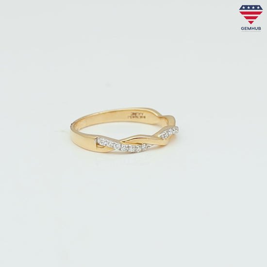 0.09 Ct. IGI Certified 18k Yellow Gold Diamond Twist Ring Wedding Eternity Band