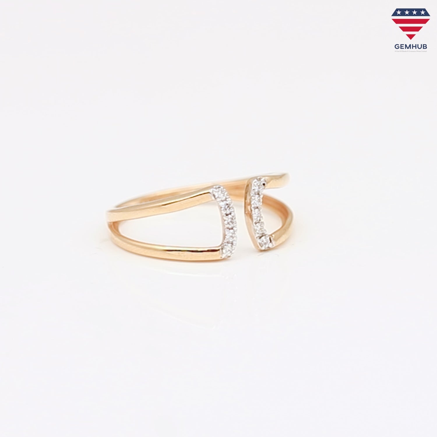 0.08 Ct. IGI Certified Natural Diamond 18k Rose Gold Cuff Ring For Women