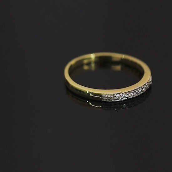 0.08 Ct. IGI Certified Natural Diamond 18k Solid Yellow Gold Bar Band Ring