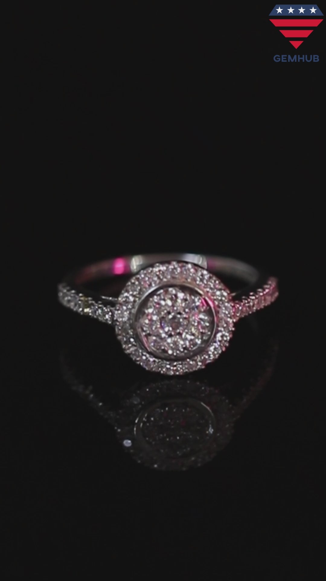 0.70 Ct. IGI Certified 0.50 Ct Round Diamond Cluster Halo Ring 18k White Gold