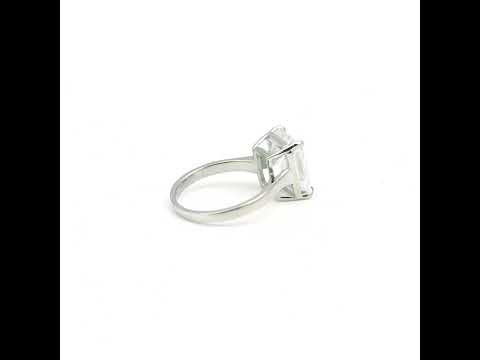 7.10 Cts Certified Emerald Cut Solitaire White Moissanite Ring 18K Gold Plated Verm 18K Gold Plated