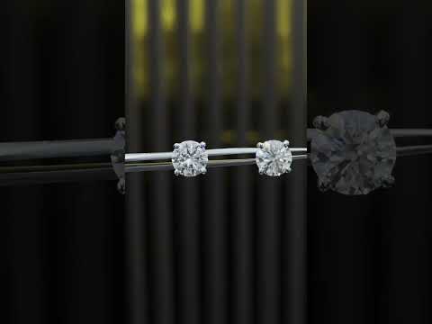 2.10 Ct Round Cut Lab Grown Diamond Stud Earrings — VS1 Clarity, 18k Gold Vermeil