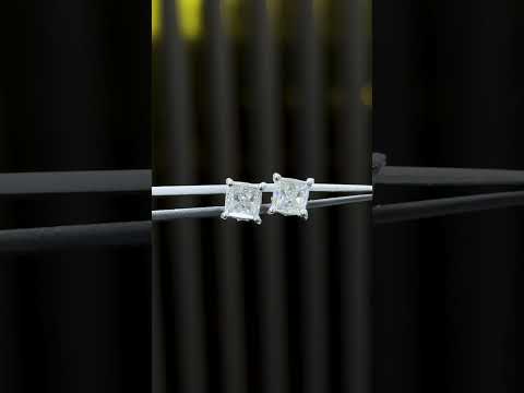 4.00 ct DEW Certified Princess Cut Moissanite Stud Earrings Gold Vermeil For Sis