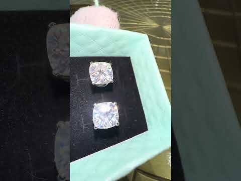 4.80 Ct Cushion Cut Lab Grown Diamond Stud Earrings — VS1 Clarity, 18k Gold Vermeil