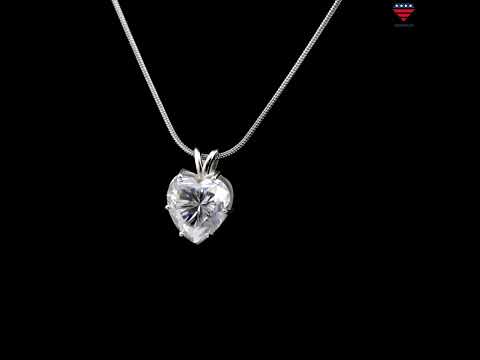 Certified 10 Ct White Heart Cut White Moissanite Pendant Gold Vermeil