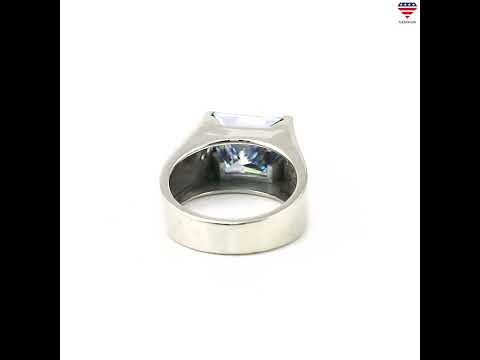 15.80 Ct Princess Cut Blue Moissanite Ring for Men in – Statement 18K Gold Plated V 18K Gold Plated