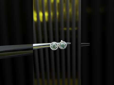 2.00 ct DEW Certified Blue Moissanite Solitaire Studs in Gold Vermeil For Gift