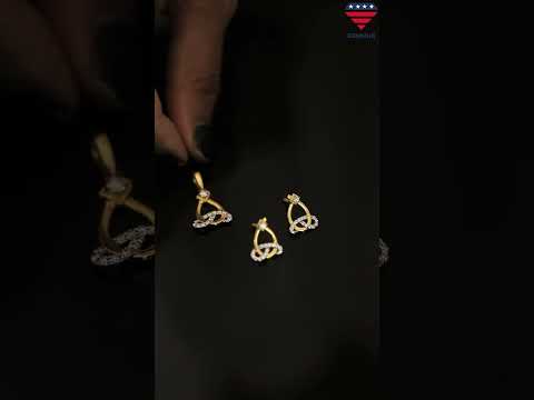 18KT Yellow Gold Pendant And Earrings Set with 0.60 Ct. Diamonds IGI Certified