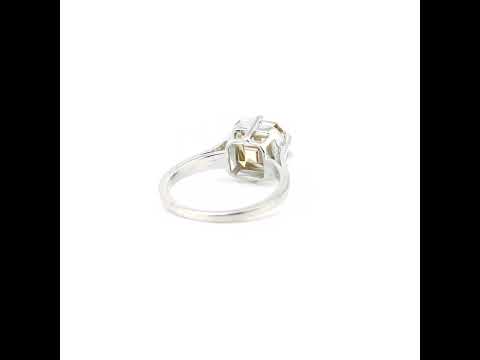 2.50 Ct Asscher Cut Champagne Lab Grown Diamond Ring — VS1 Clarity, 18k Gold Vermeil