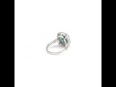 7.0 Ct Blue Moissanite Cushion Solitaire Ring - 925 Sterling Silver Gold Vermeil