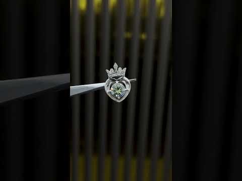 2.60 ct DEW Certified Round Cut Blue Moissanite Pendant In Vermeil 925 Silver