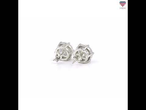 7.30 ct DEW Round White Moissanite Stud Earrings Gold Vermeil – Holiday Gift Idea