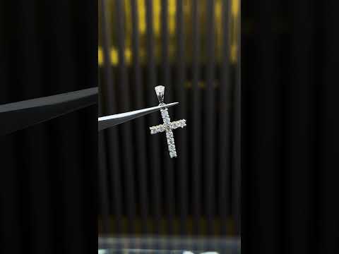 5.00 Ct Certified Round Cut White Moissanite Cross Pendant In 18K Gold Plated Verme 18K Gold Plated