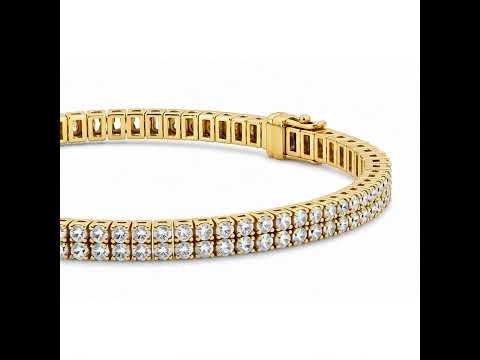 (GH/SI-I2) 8Ct Natural Diamond Double Row Tennis Bracelet 14k Yellow Gold Unisex