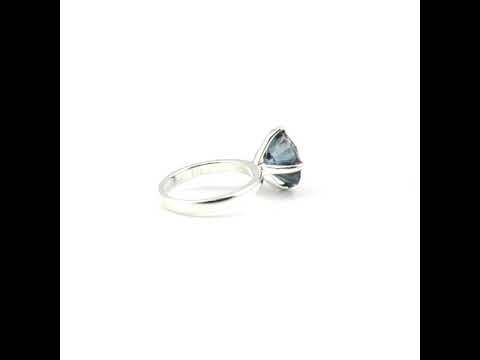 3.00 Ct Round Cut Lab Grown Blue Diamond Ring — VS1 Clarity, 18k Gold Vermeil