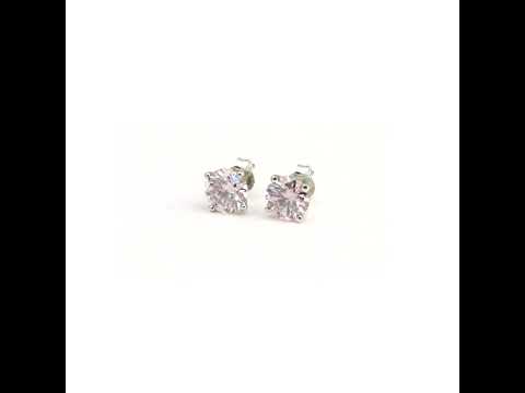 2.40 Ct Round Cut Light Pink Lab Grown Diamond Stud Earrings — VS1 Clarity, 18k Gold Vermeil