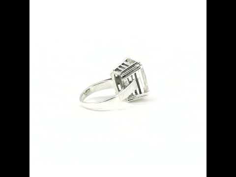 22.70 Ct Certified Radiant Cut White Moissanite Solitaire Ring 18K Gold Plated Verm 18K Gold Plated
