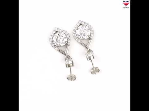 5 Ct White Moissanite Dangler Earrings Gold Vermeil Certified Beautiful