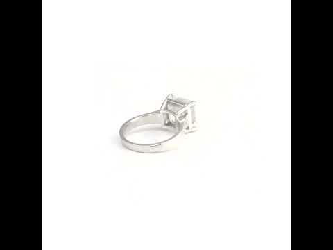 7.85 ct DEW White Moissanite Asscher Solitaire Ring - 18K Gold Vermeil on 925 Sterling Silver