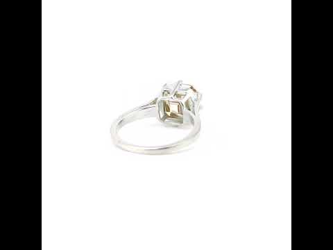 9.3 Ct Champagne Moissanite Asscher Solitaire Ring - 925 Sterling Silver Gold Vermeil