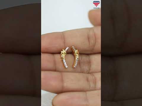 IGI Certified Stud Earrings in 18K Yellow Gold with Natural Diamond 0.10 Ct.