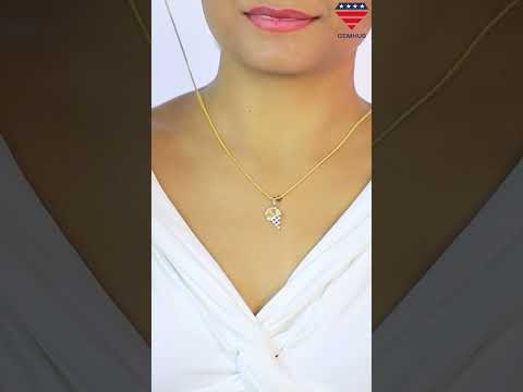 Diamond Pendant And Earrings Set in 18KT Yellow Gold, 0.93 Ct. IGI Certified