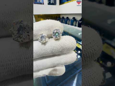 6 Ct Certified Round Cut White Moissanite Solitaire Studs In Gold Vermeil