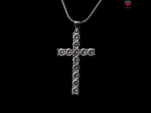 5.00 Ct Certified Round Cut White Moissanite Cross Pendant In 18K Gold Plated Verme 18K Gold Plated