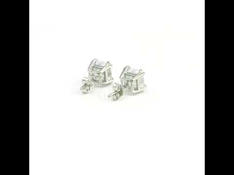 2 Ct Princess Cut Lab Grown Diamond Stud Earrings — VS1 Clarity, 18k Gold Vermeil