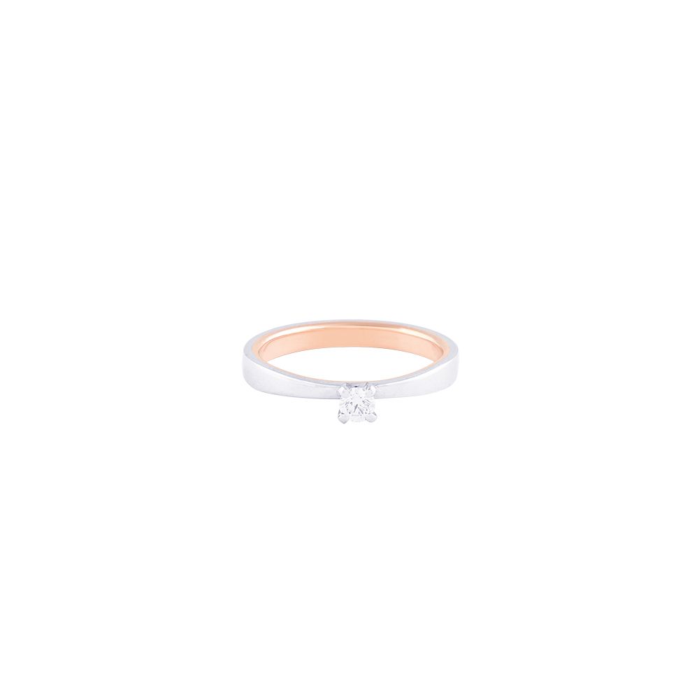Dual Toned Platinum Solitaire Ring - 950Pt Platinum - GEMHUB & CO.