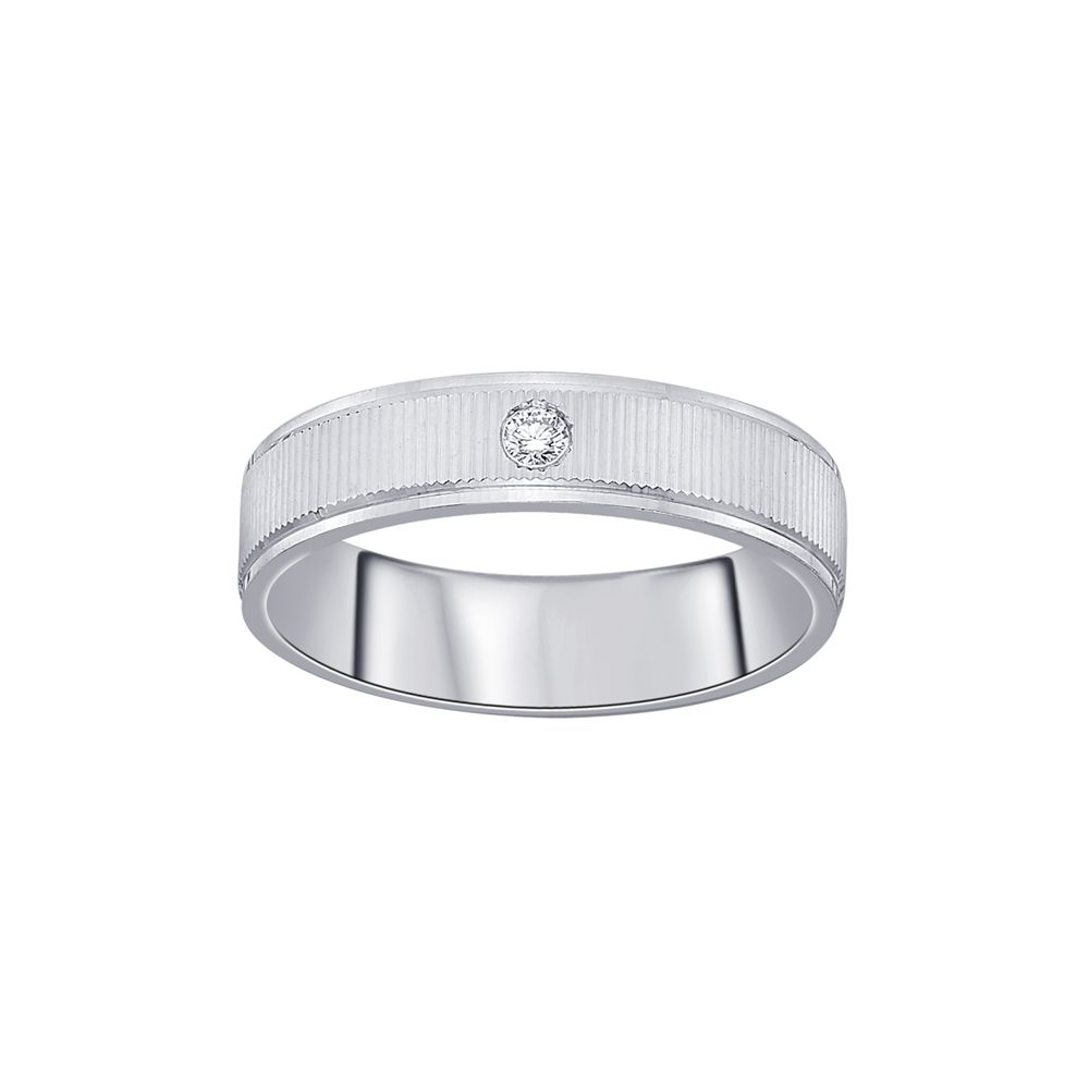Simple Platinum and Diamond Band For Men - Image 2 - GEMHUB & CO.