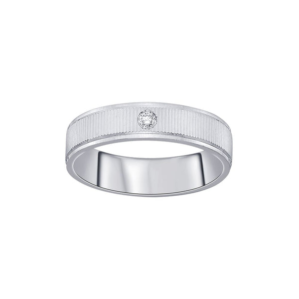 Simple Platinum and Diamond Band For Men - Image 2 - GEMHUB & CO.