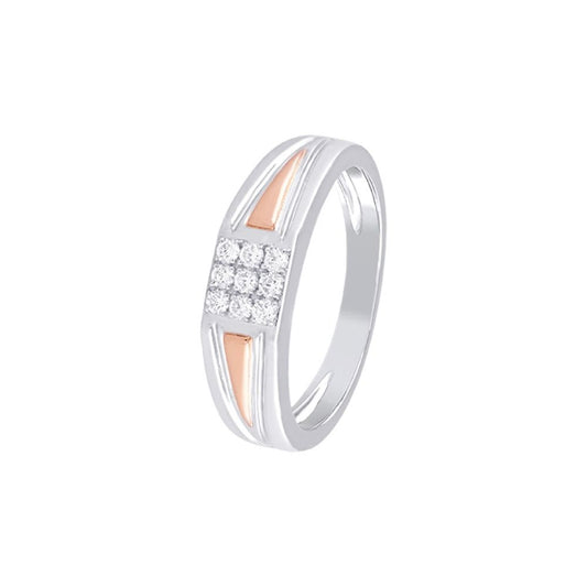 Elegant 2-toned Diamond Finger Ring For Men - 950Pt Platinum - GEMHUB & CO.