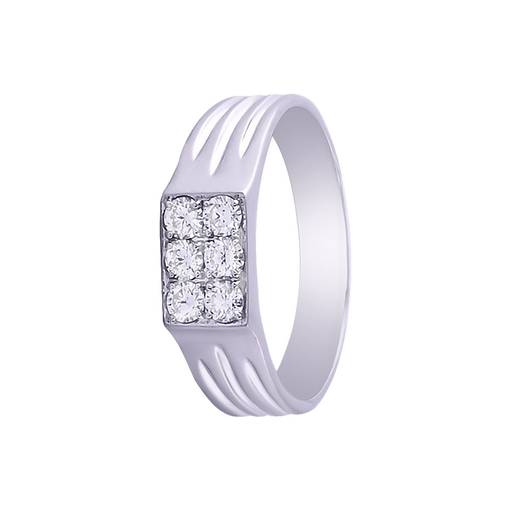 Square Design Diamond and Platinum Men's Finger Band - 950Pt Platinum - GEMHUB & CO.