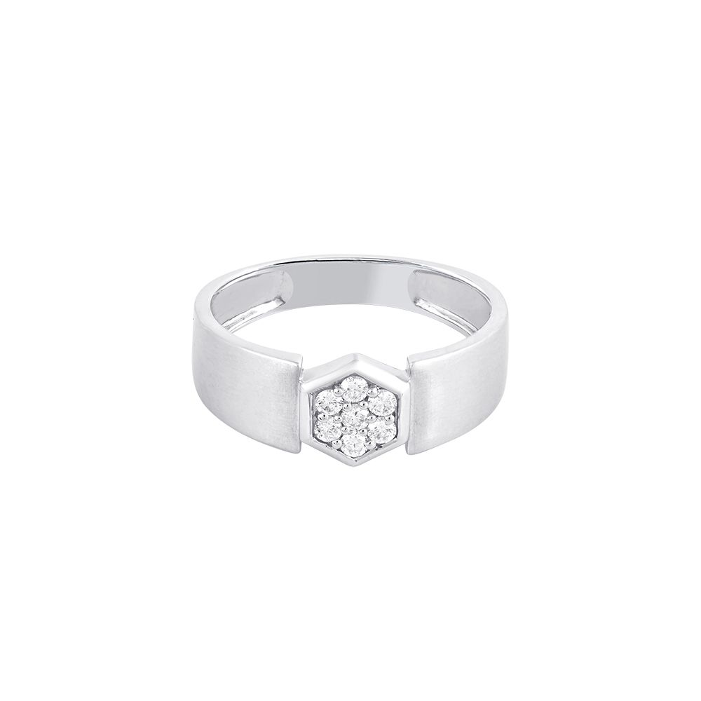 Charming Geometric Diamond and Platinum Men's Finger Band - Image 2 - GEMHUB & CO.