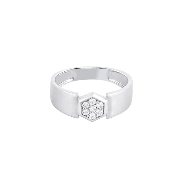 Charming Geometric Diamond and Platinum Men's Finger Band - Image 2 - GEMHUB & CO.